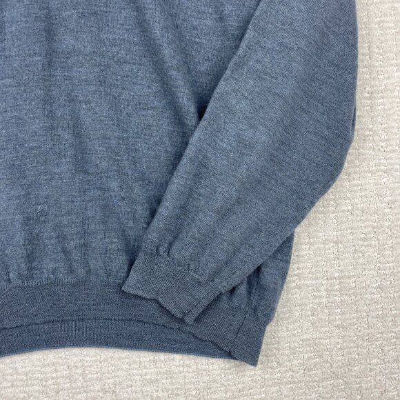 Harry Rosen Made in Italy Fine Merino Wool V Neck Sweater Large Teal Blue Read* - Picture 6 of 16